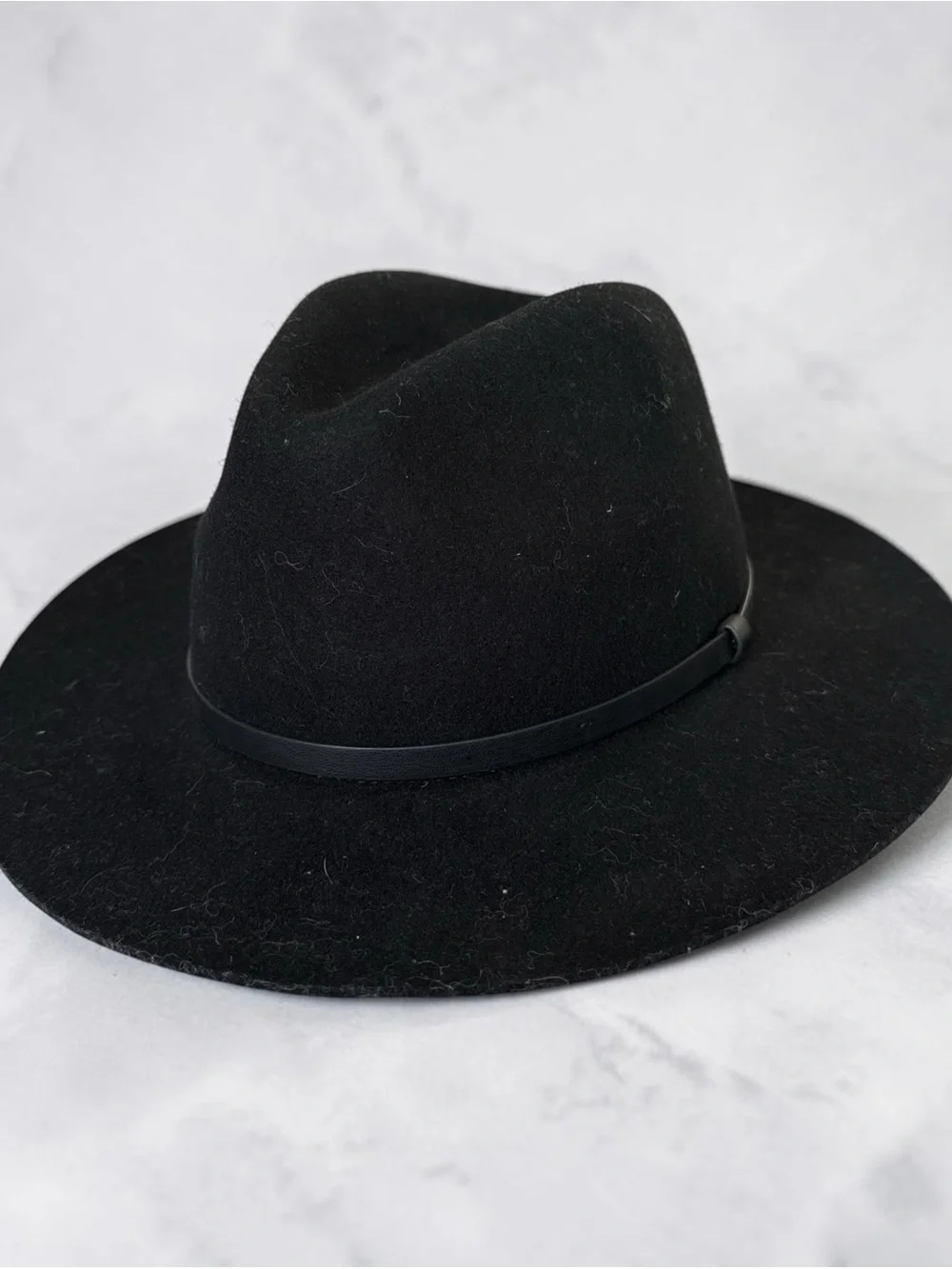 Banana Republic Black Wool Felt Fedora Hat L/XL Wide Brim never worn.